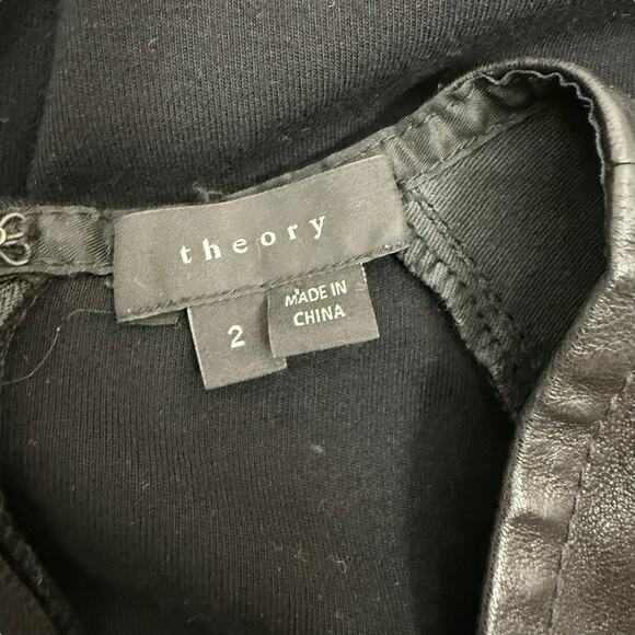 Theory Dress Womens 2 Black Lamb Leather Goth Dark Romantic Contemporary - Picture 8 of 11